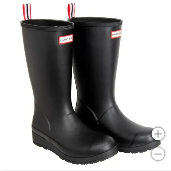 New Hunter Women's Play Tall Rain Boots Waterproof Black Size 8 - Picture 2 of 6